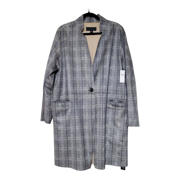 Blank NYC Anthropologie Renegade Gray Plaid Longline Jacket Faux Suede L New - Picture 9 of 9